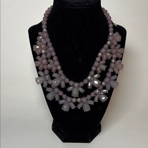 Statement Light Purple Plastic Beaded Collar Necklace 17” with ext